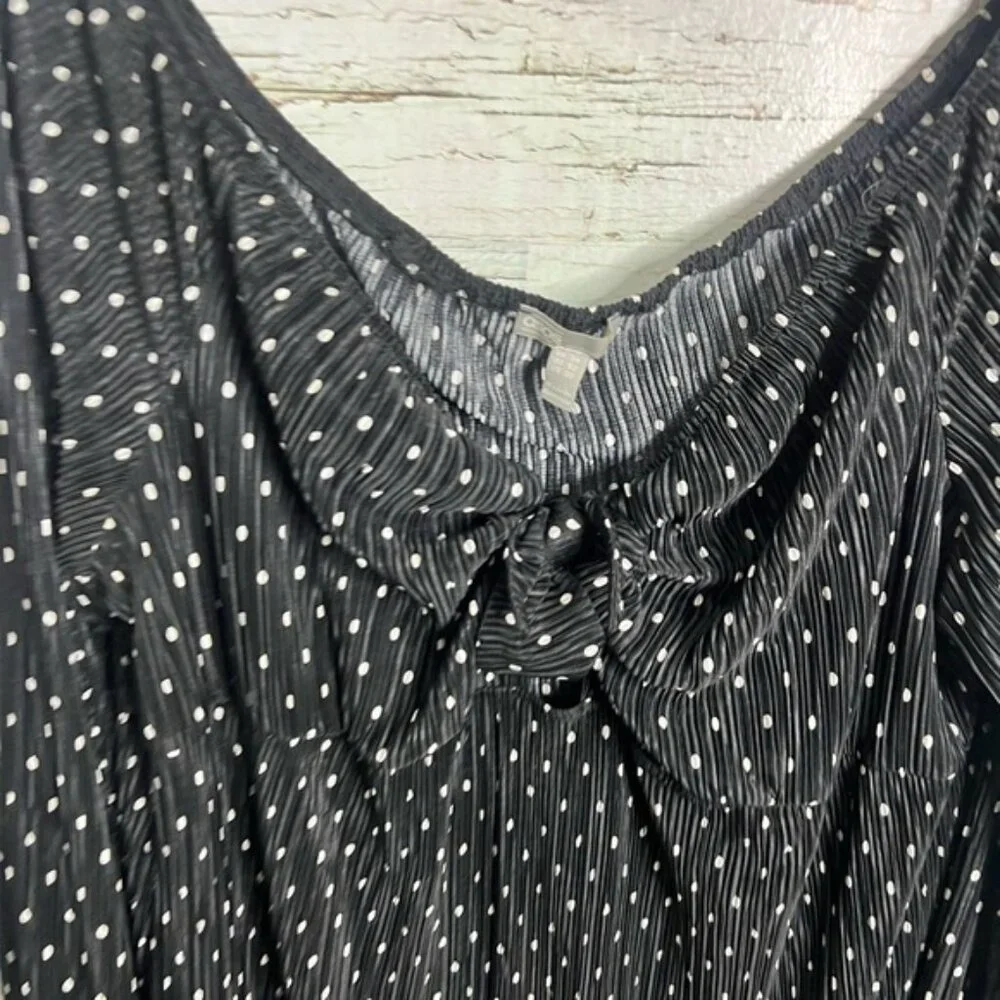 ASOS Designs Women Plus Polka Dot black white tye up Short Sleeve size 20 - Picture 3 of 8